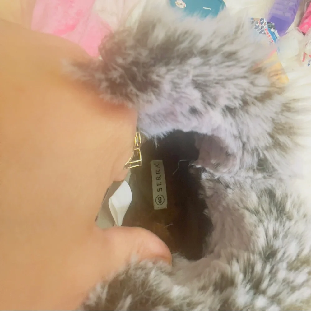 NWOT SERRA Genuine Suede Ankle Boots in Grey with faux fur  Size 8 - Picture 7 of 8